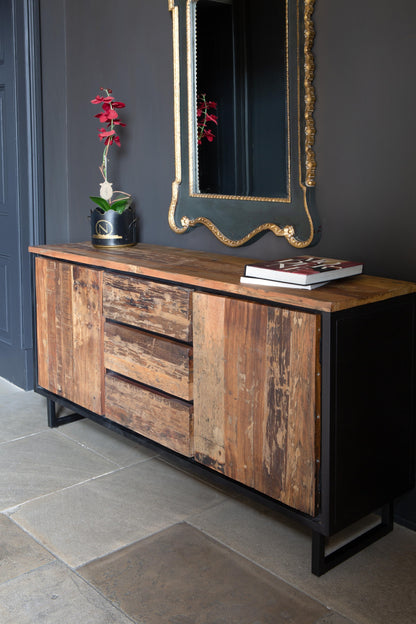 Carlton Furniture Sleeper Wood/Black Iron - 3 Drawer 2 Door Sideboard — lifestyle setting