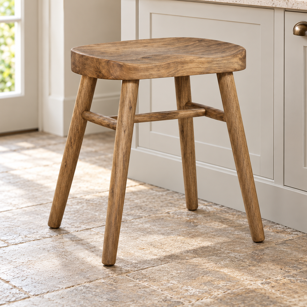 Carlton Furniture Sula Stool in Grey Oiled Finish shown in a room setting