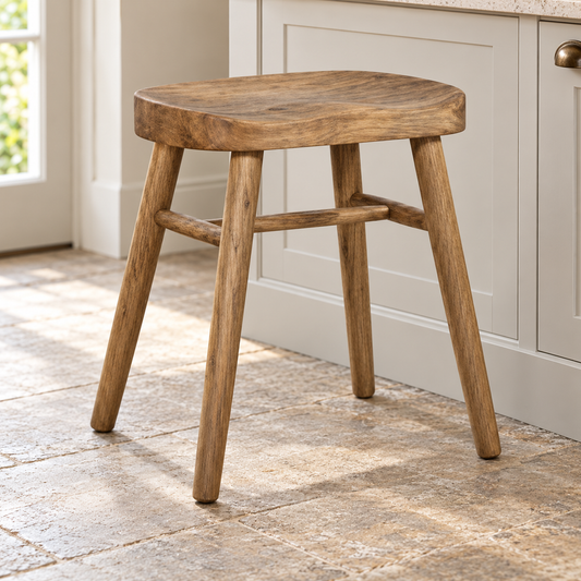 Carlton Furniture Sula Stool in Grey Oiled Finish shown in a room setting