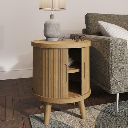 Carlton Furniture Tambour - Grey Lamp Table — lifestyle setting