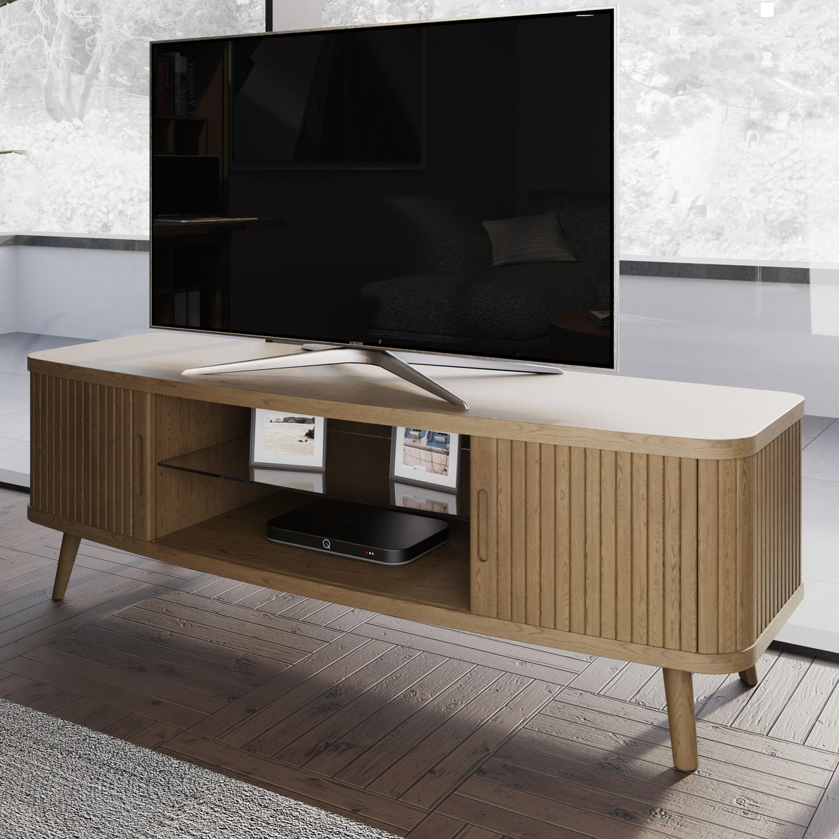 Carlton Furniture Tambour - Grey Media Unit — lifestyle setting