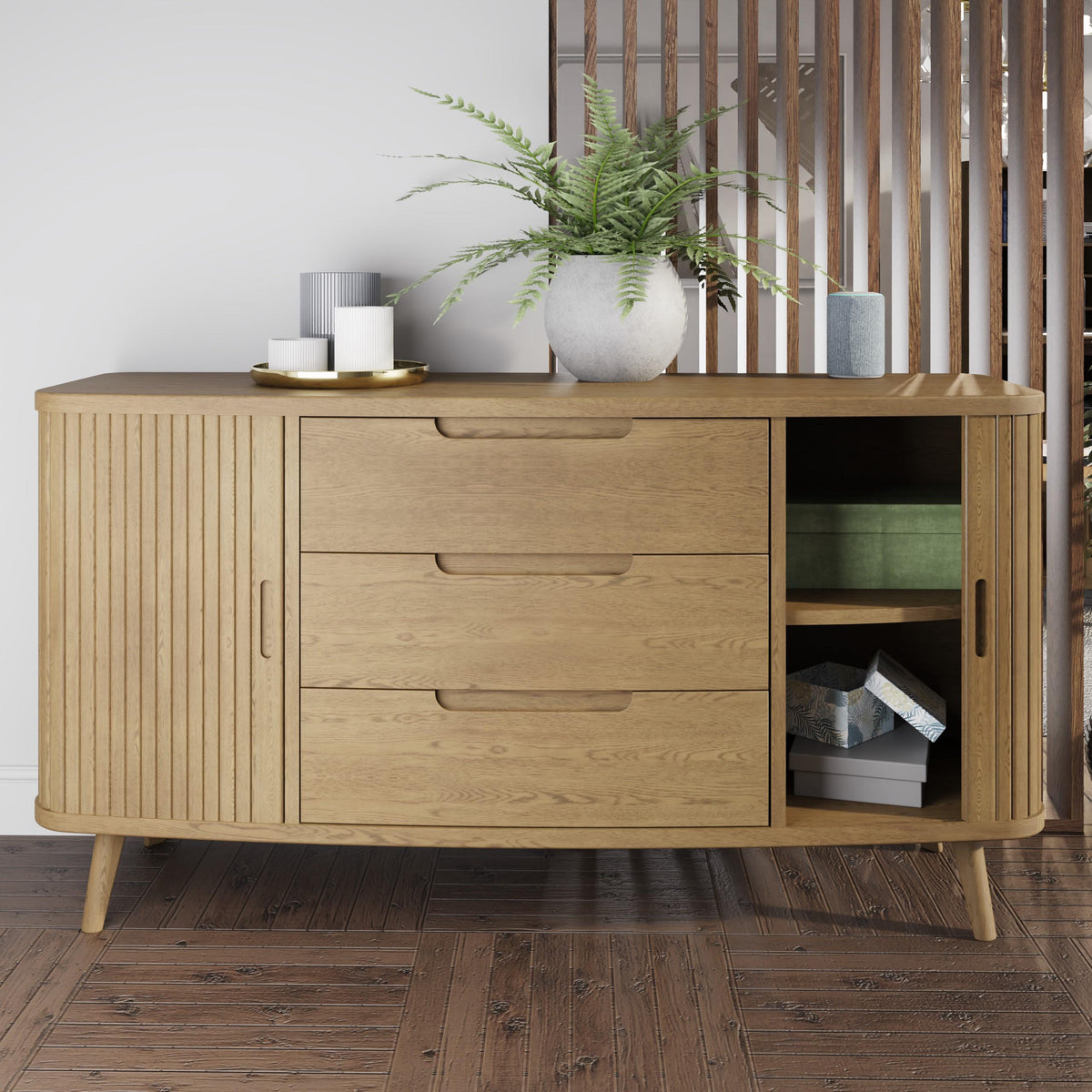 Carlton Furniture Tambour - Grey Sideboard — lifestyle setting