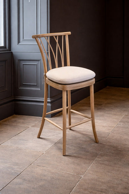 Carlton Furniture Tiana Barstool Natural Linen Aqua Guard Fabric — lifestyle setting