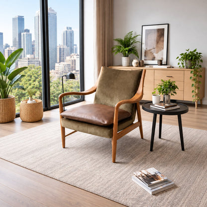 Carlton Furniture Tisbury Armchair in Verona Seaweed - full armchair in a contemporary room beside a window