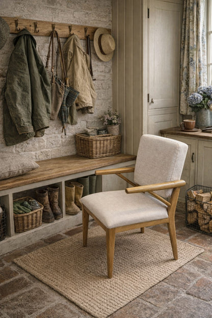 Carlton Furniture Tundra Chair Natural Linen — lifestyle setting