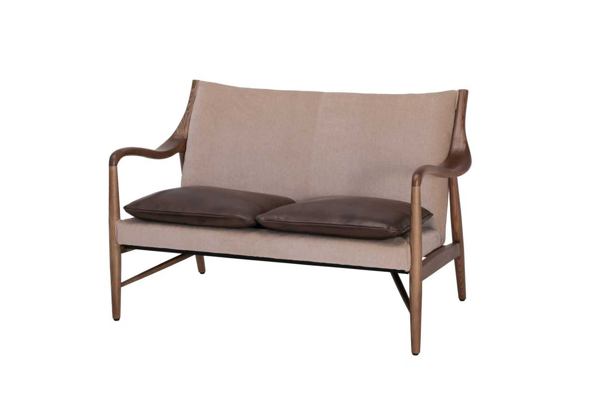 Carlton Furniture Wiltshire Two Seater Sofa in Verona Wheat - angled white background view showing curved arms