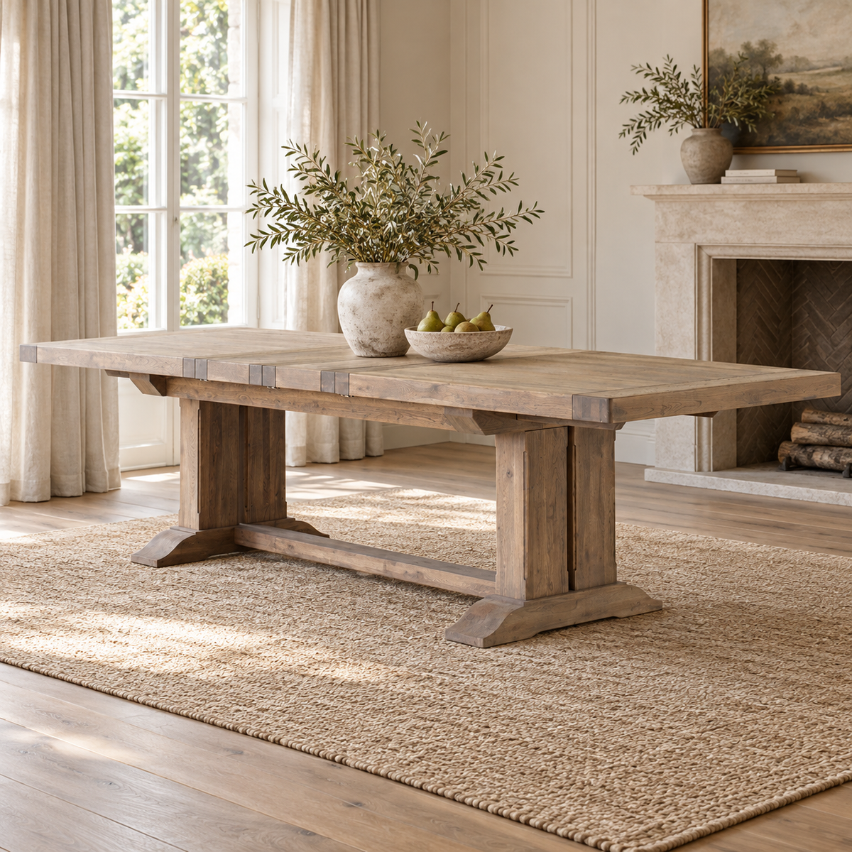Carlton Furniture Windermere Monastery Extending Dining Table in Grey Oiled - lifestyle room view