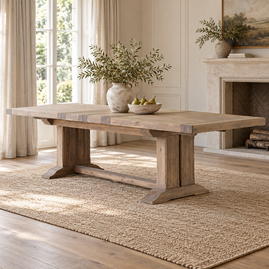 Carlton Furniture Windermere Monastery Extending Dining Table in Grey Oiled - lifestyle room view