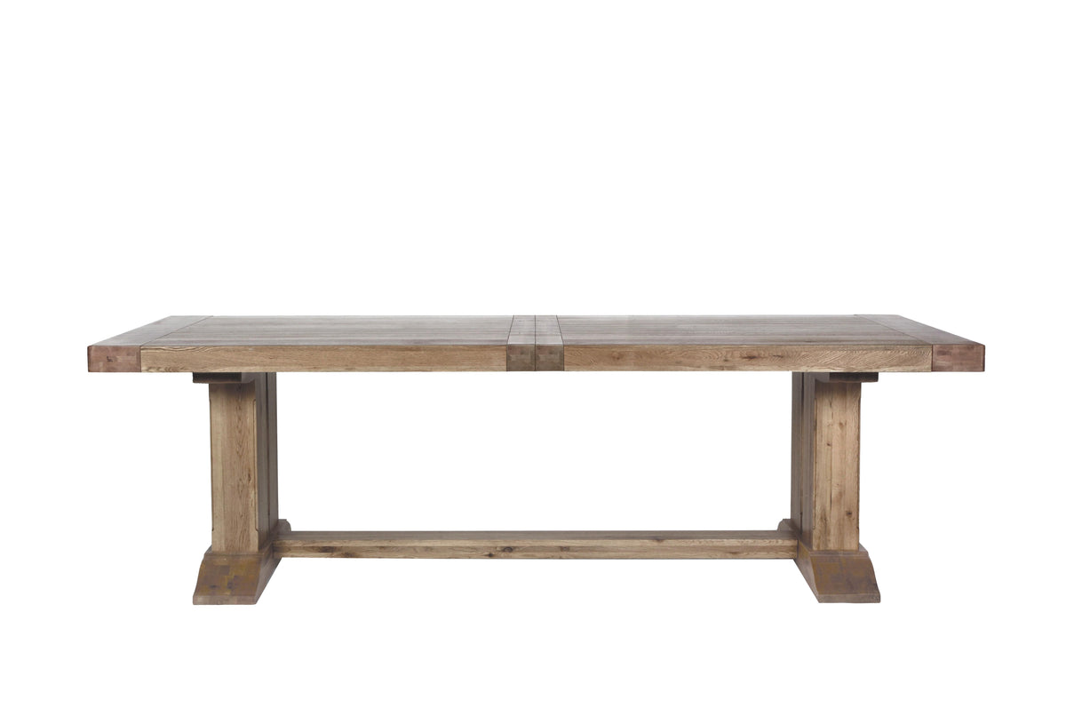 Carlton Furniture Windermere Monastery Extending Dining Table in Grey Oiled - front white background view of grey-oiled extending table