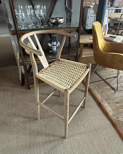 Carlton Furniture Wishbone Barstool with Rope Weave Seat and Grey Oil Legs supplier view 4