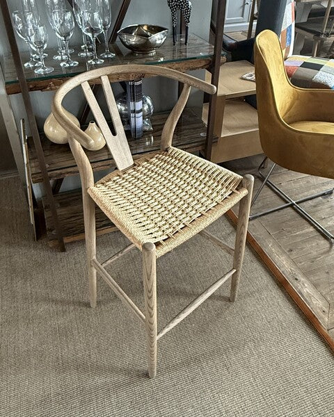 Carlton Furniture Wishbone Barstool with Rope Weave Seat and Grey Oil Legs supplier view 5
