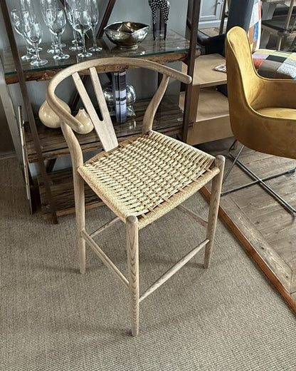 Carlton Furniture Wishbone Barstool with Rope Weave Seat and Grey Oil Legs supplier view 5