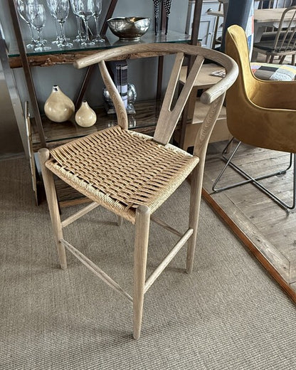Carlton Furniture Wishbone Barstool with Rope Weave Seat and Grey Oil Legs supplier view 6