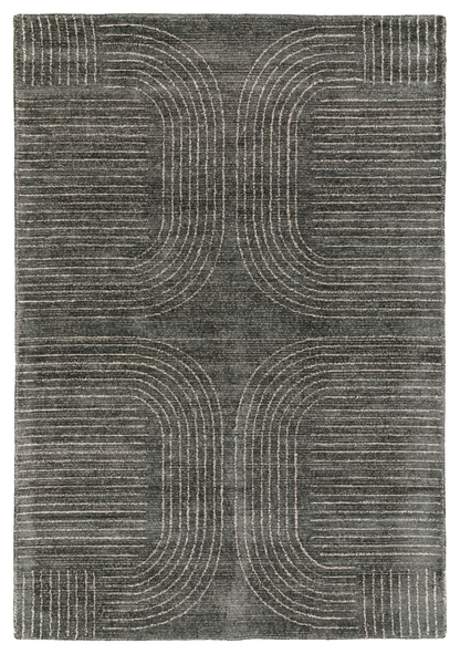 Gallery Direct Azelo Geo Rug Graphite - complete front product view, 230 x 160 cm