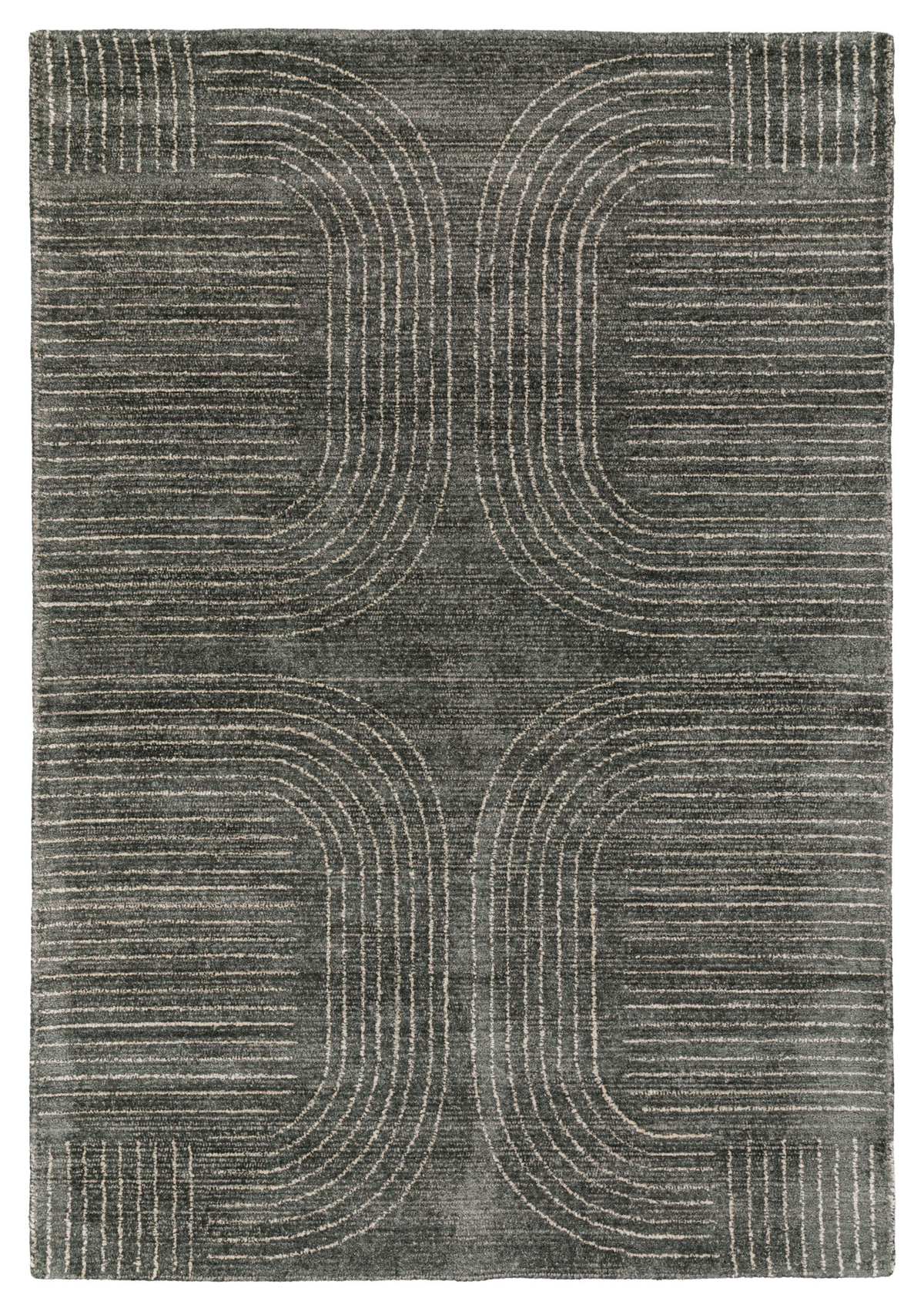 Gallery Direct Azelo Geo Rug Graphite - complete front product view, 290 x 200 cm