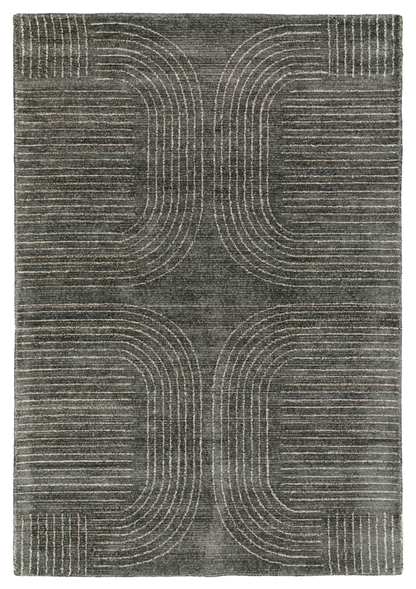 Gallery Direct Azelo Geo Rug Graphite - complete front product view, 290 x 200 cm