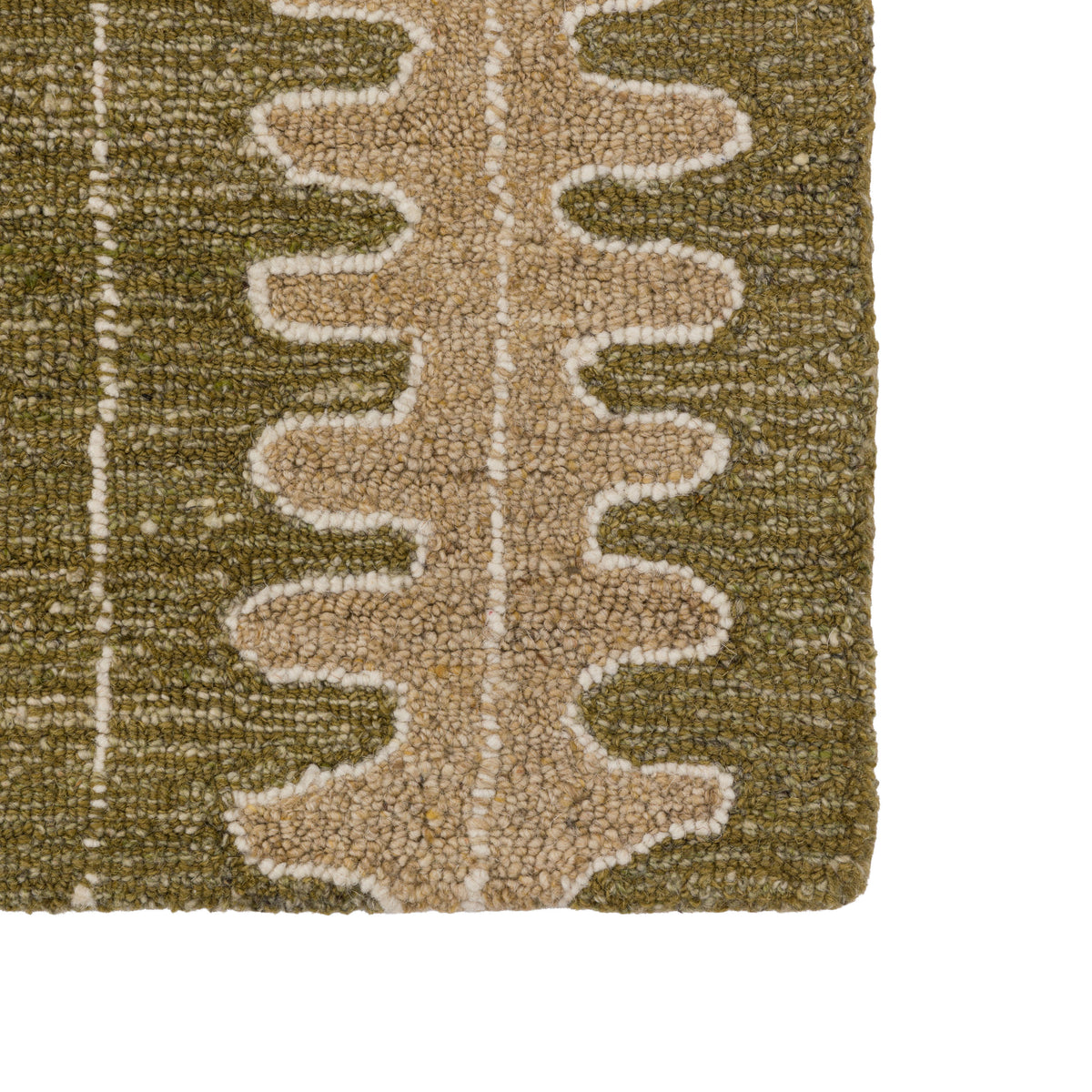 Gallery Direct Azelo Rug Natural Olive - corner and edge showing woven texture and finishing
