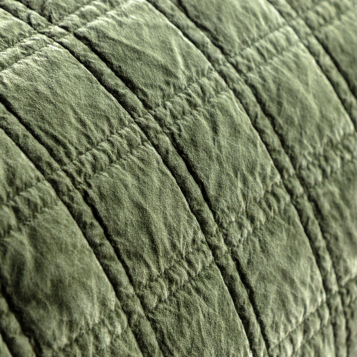 Gallery Direct Cotton Velvet Quilted Bedspread Olive 2200x2400mm - quilted velvet texture close-up