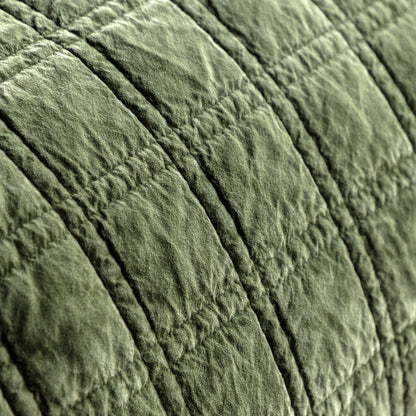 Gallery Direct Cotton Velvet Quilted Bedspread Olive 2200x2400mm - quilted velvet texture close-up