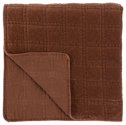 Gallery Direct Cotton Velvet Quilted Bedspread Rust 2200x2400mm - front product view