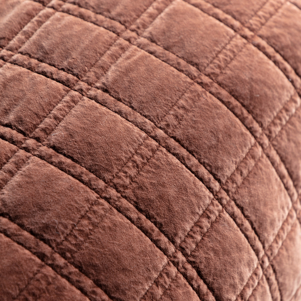 Gallery Direct Cotton Velvet Quilted Bedspread Rust 2200x2400mm - quilted velvet texture close-up