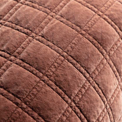 Gallery Direct Cotton Velvet Quilted Bedspread Rust 2200x2400mm - quilted velvet texture close-up