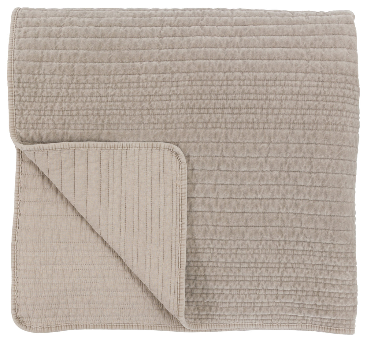 Gallery Direct Cotton Velvet Stitched Bedspread Taupe 2200x2400mm - front product view