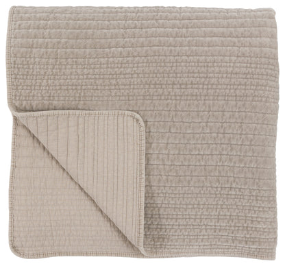 Gallery Direct Cotton Velvet Stitched Bedspread Taupe 2200x2400mm - front product view