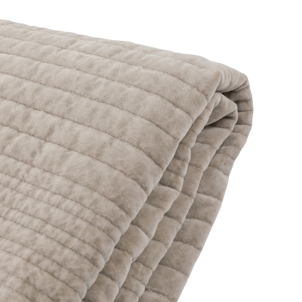 Gallery Direct Cotton Velvet Stitched Bedspread Taupe 2200x2400mm - rolled stitched velvet detail