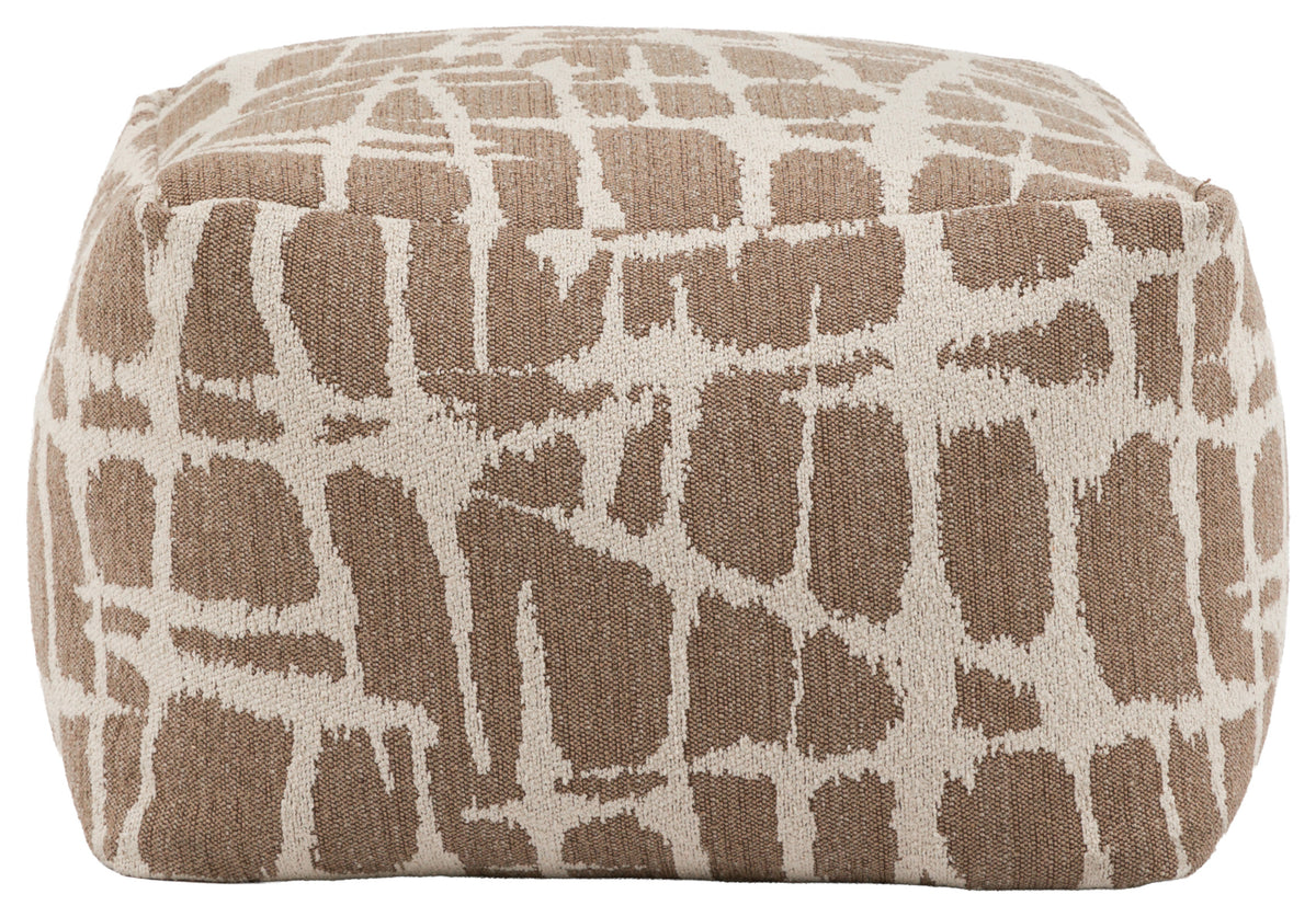Gallery Direct Elara Jacquard Pouffe Mocha 550x550x350mm - front product view