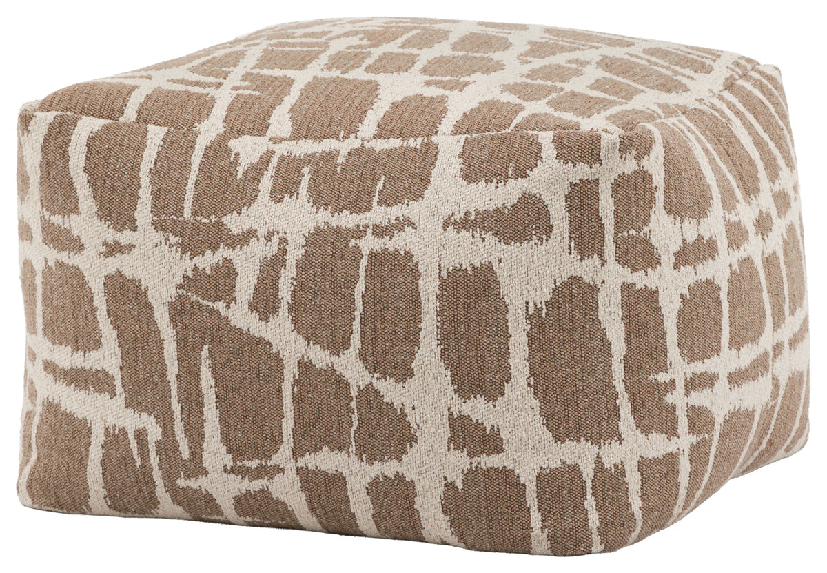 Gallery Direct Elara Jacquard Pouffe Mocha 550x550x350mm - angled product view