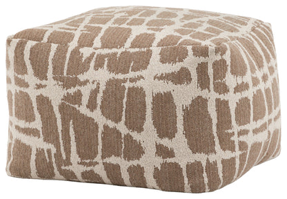 Gallery Direct Elara Jacquard Pouffe Mocha 550x550x350mm - angled product view