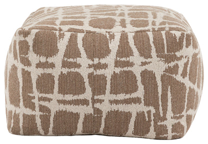 Gallery Direct Elara Jacquard Pouffe Mocha 550x550x350mm - angled product view