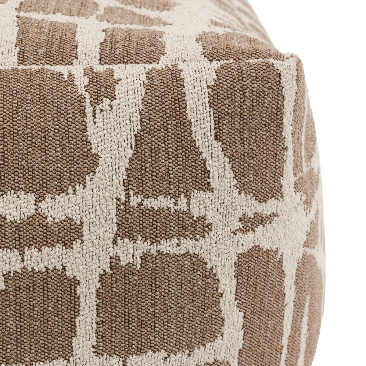 Gallery Direct Elara Jacquard Pouffe Mocha 550x550x350mm - woven pattern and edge close-up