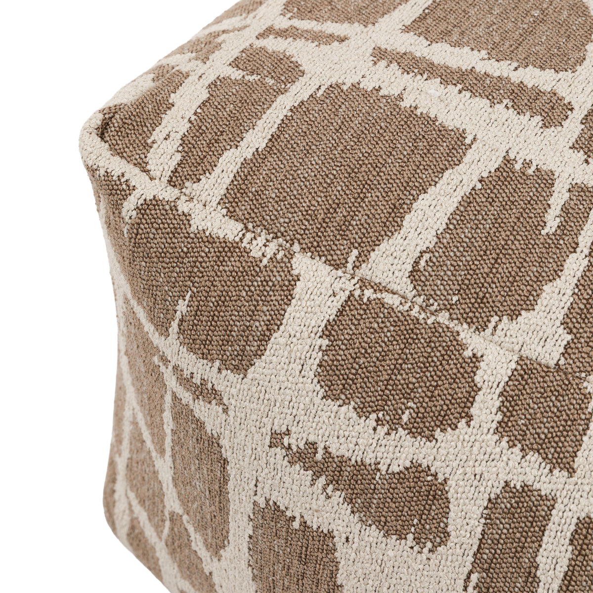 Gallery Direct Elara Jacquard Pouffe Mocha 550x550x350mm - woven seat texture close-up
