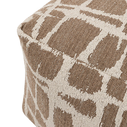 Gallery Direct Elara Jacquard Pouffe Mocha 550x550x350mm - woven seat texture close-up