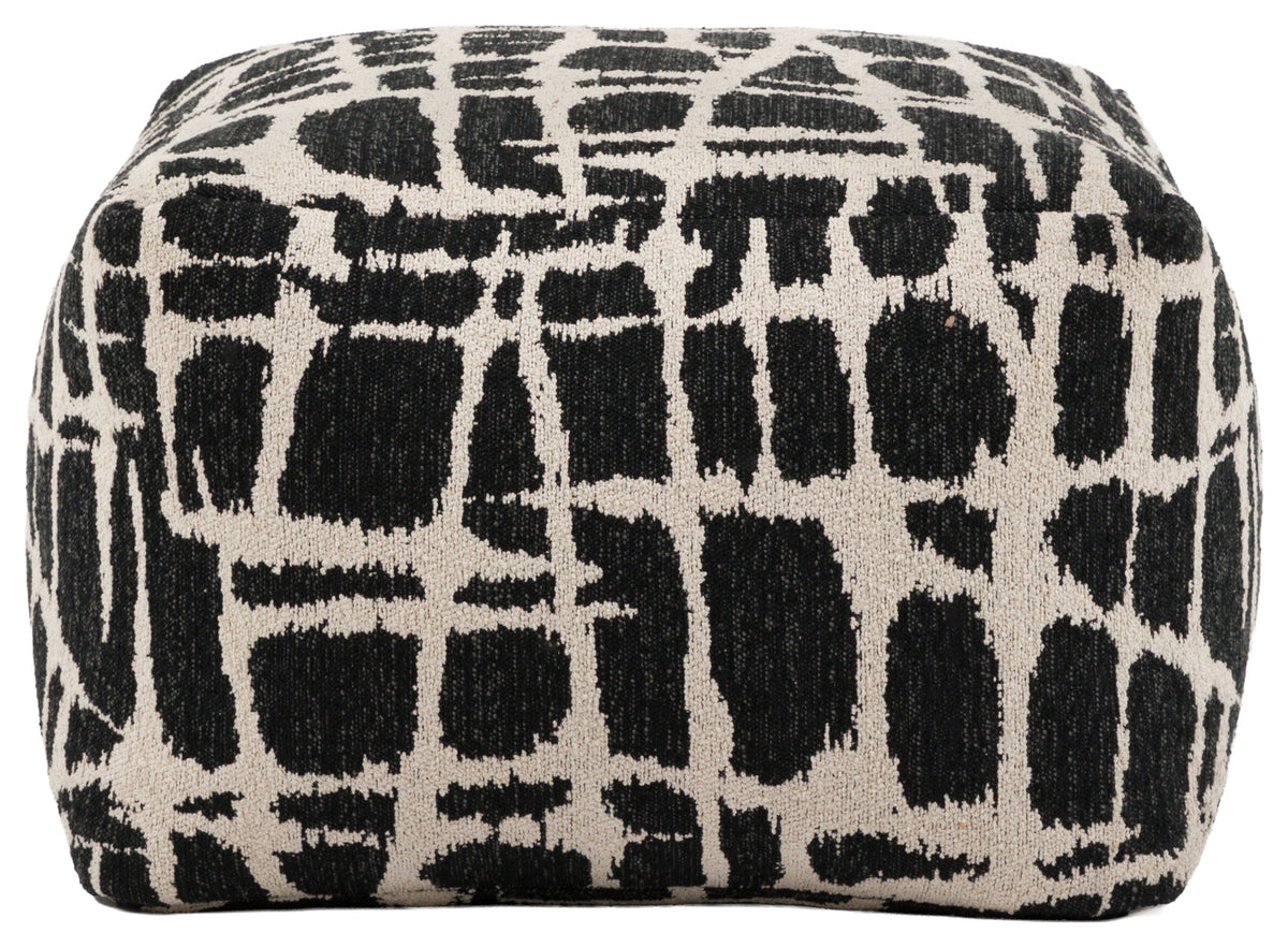 Gallery Direct Elara Jacquard Pouffe Slate 550x550x350mm - front product view