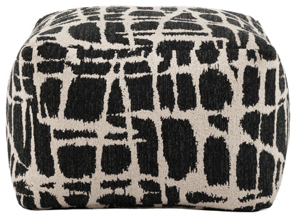 Gallery Direct Elara Jacquard Pouffe Slate 550x550x350mm - front product view