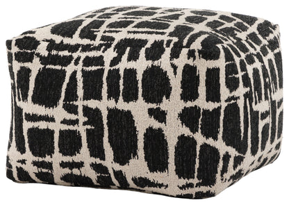 Gallery Direct Elara Jacquard Pouffe Slate 550x550x350mm - angled product view