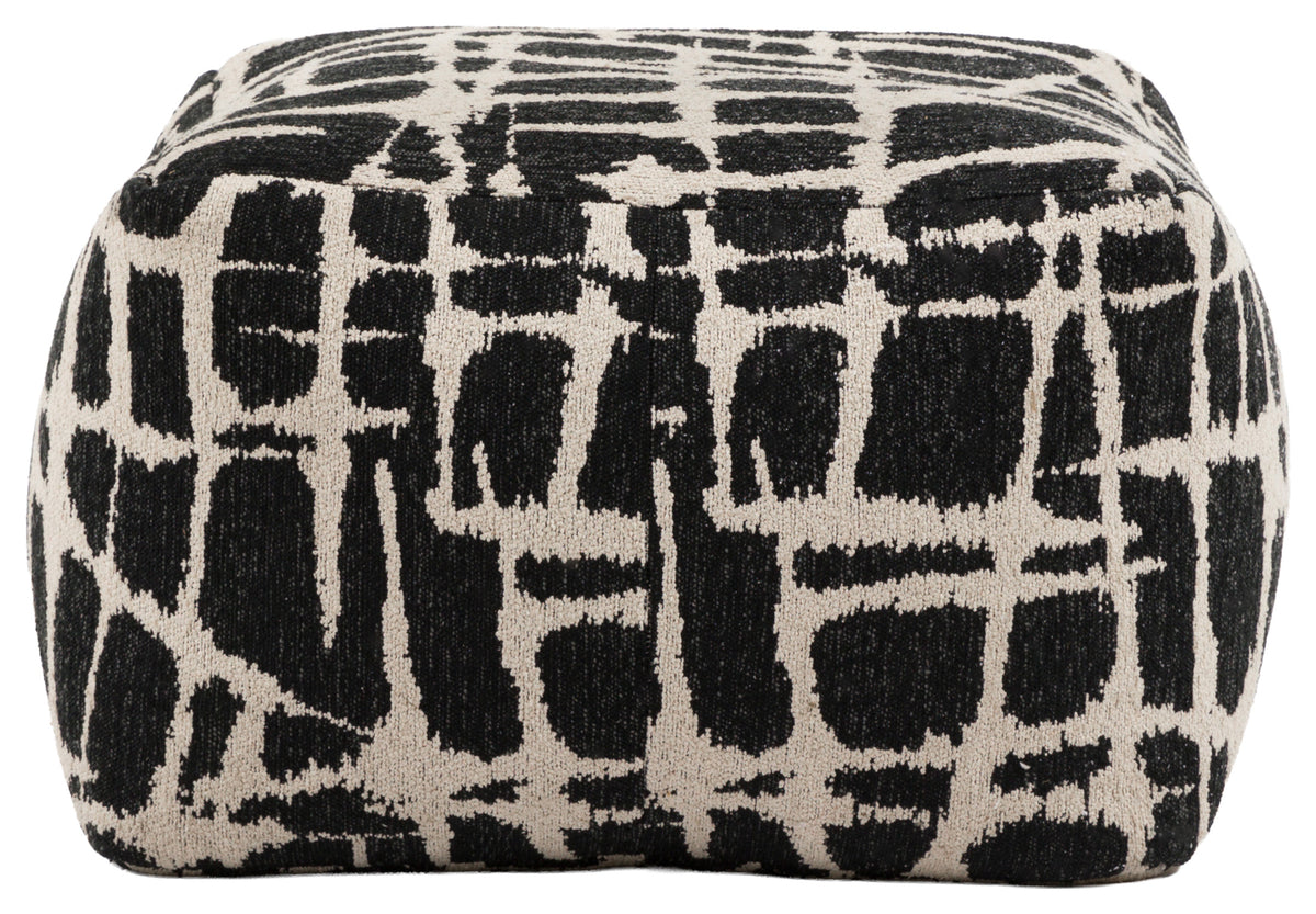 Gallery Direct Elara Jacquard Pouffe Slate 550x550x350mm - angled product view