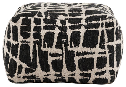 Gallery Direct Elara Jacquard Pouffe Slate 550x550x350mm - angled product view