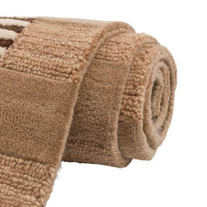 Gallery Direct Lezo Geo Rug Natural - rolled rug showing weave and pile texture