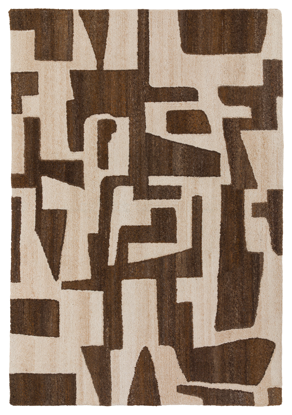 Gallery Direct Luma Geo Rug Sand Brown - complete front product view, 230 x 160 cm