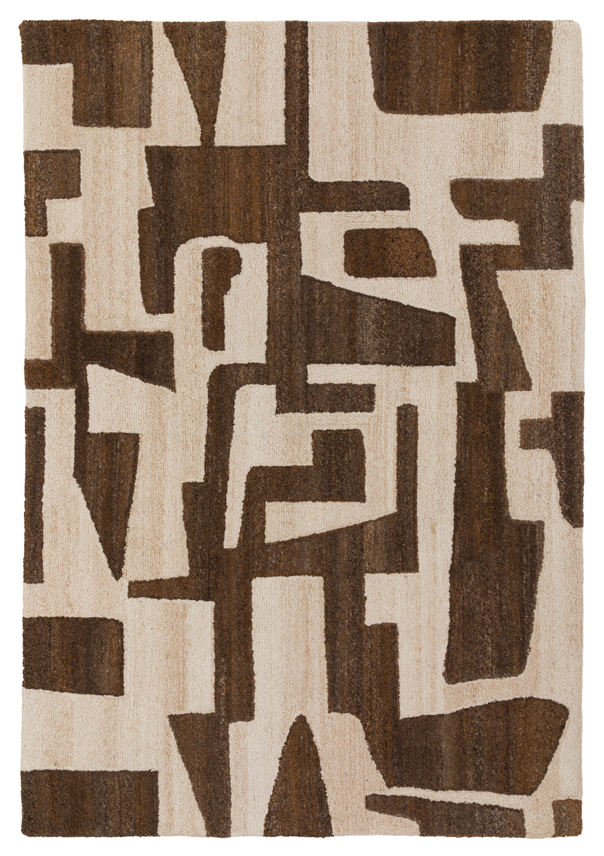 Gallery Direct Luma Geo Rug Sand Brown - complete front product view, 290 x 200 cm