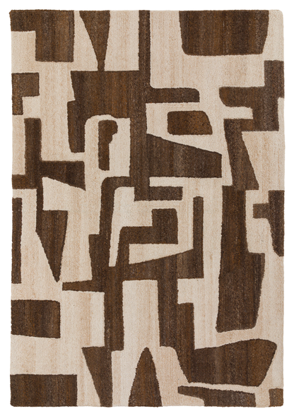 Gallery Direct Luma Geo Rug Sand Brown - complete front product view, 290 x 200 cm