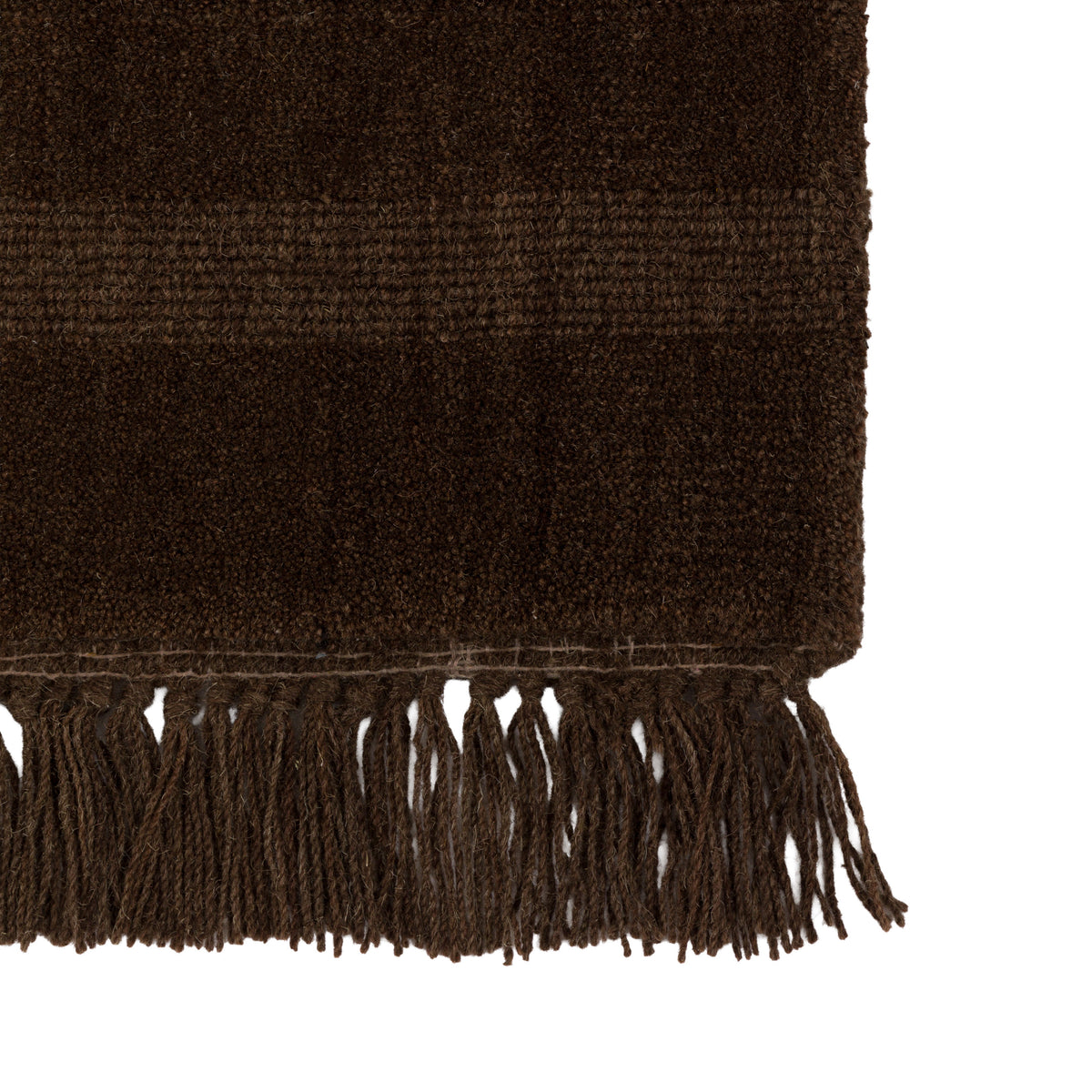 Gallery Direct Malin Rug Chocolate - corner and edge showing woven texture and finishing