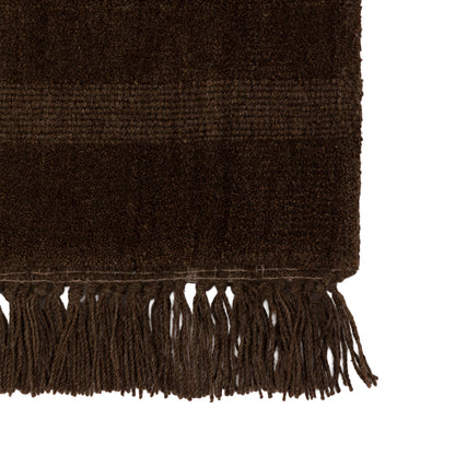 Gallery Direct Malin Rug Chocolate - corner and edge showing woven texture and finishing