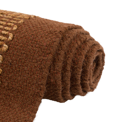 Gallery Direct Mirelle Rug Chocolate - rolled rug showing weave and pile texture