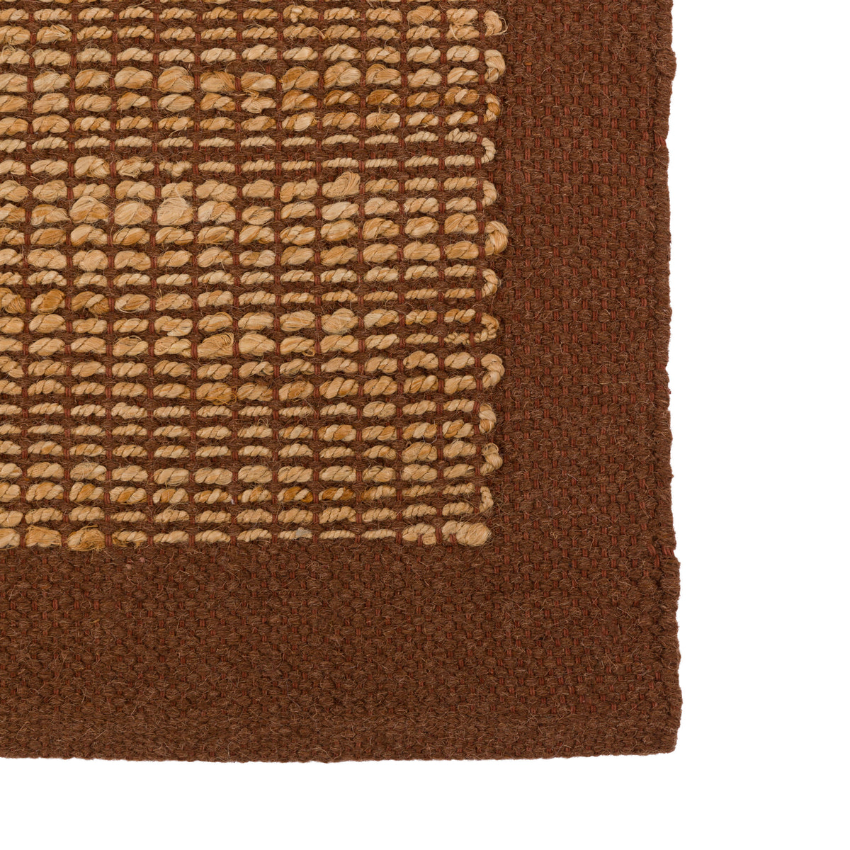 Gallery Direct Mirelle Rug Chocolate - corner and edge showing woven texture and finishing