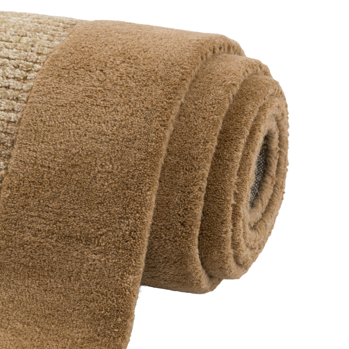 Gallery Direct Roden Rug Natural - rolled rug showing weave and pile texture